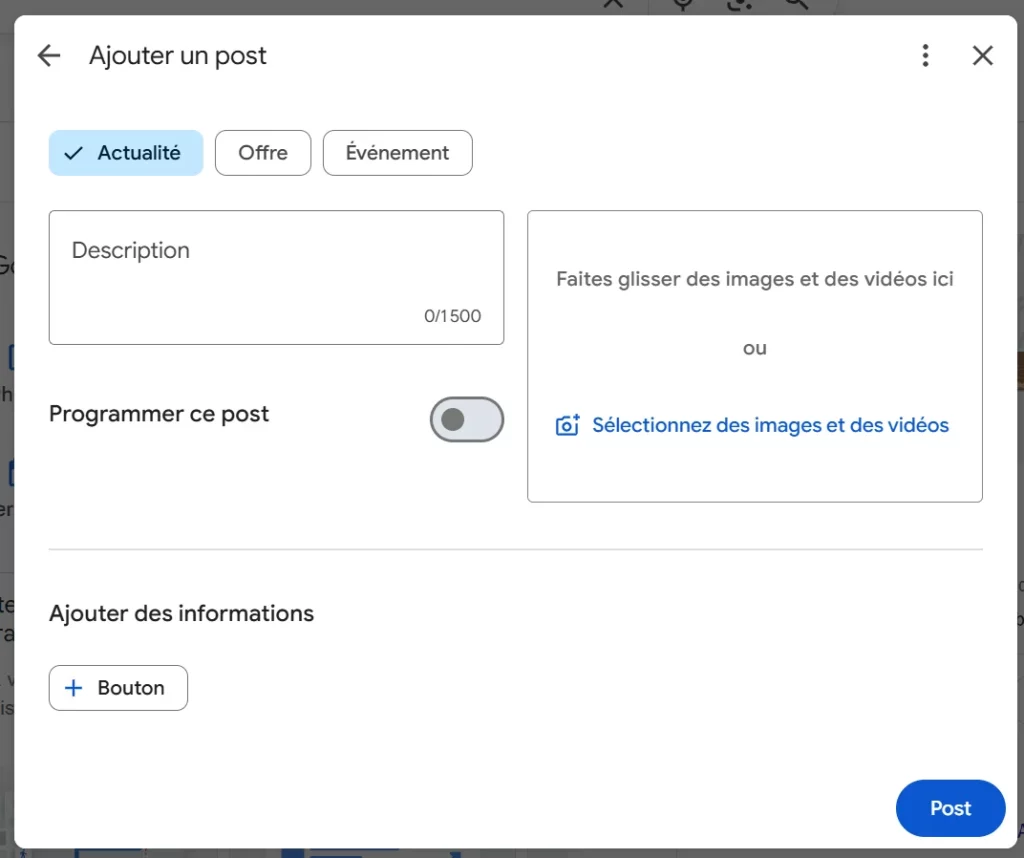 Les posts dans Google my business