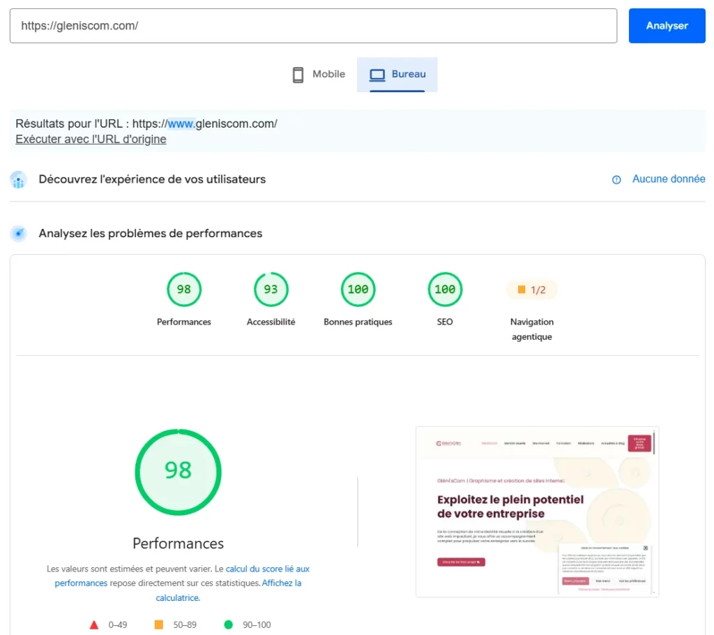 PageSpeedInsights Gleniscom