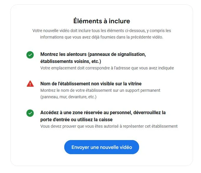 Validation Google les éléments à inclure